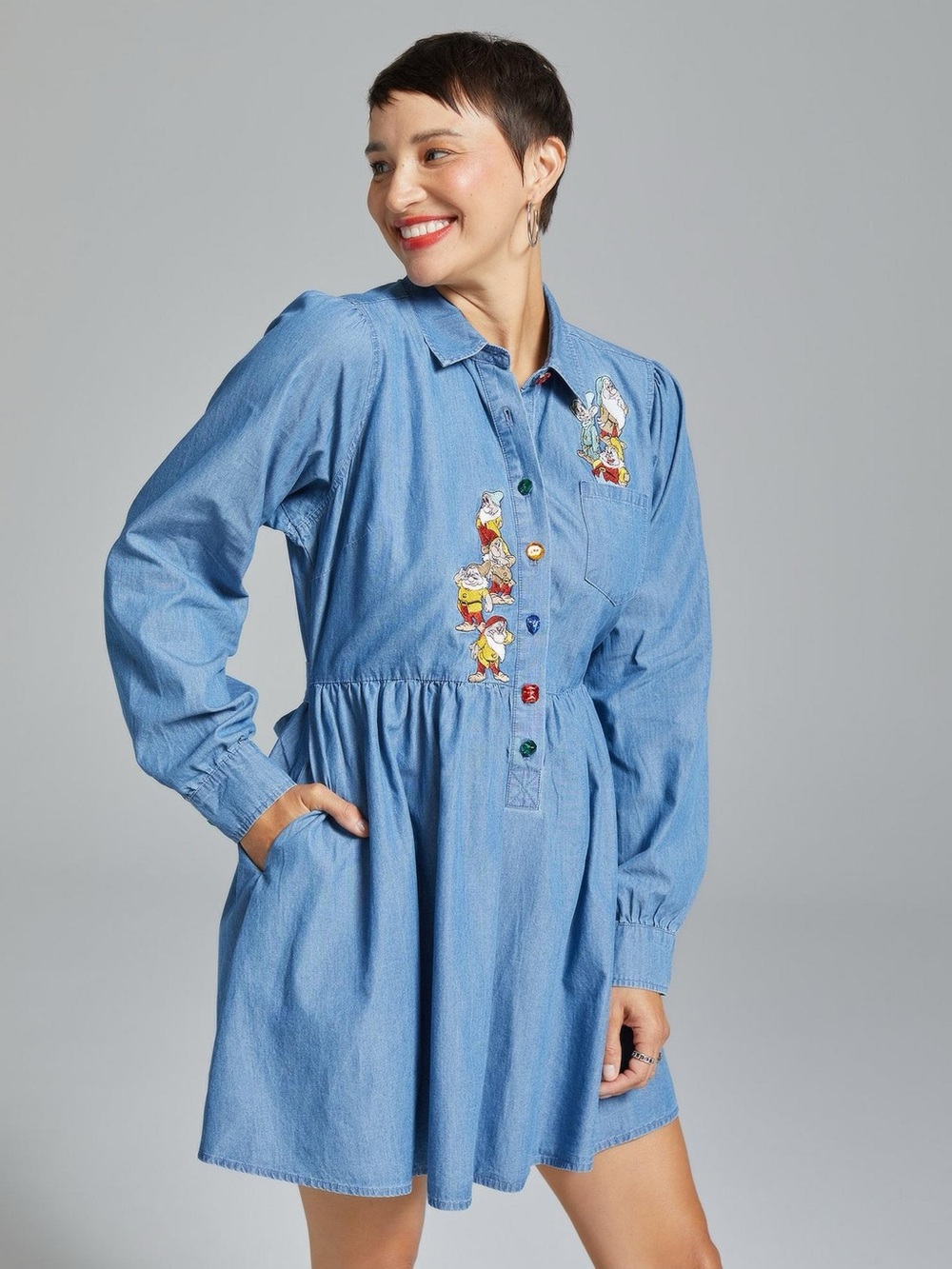 Disney Seven Dwarfs Disney Button-Front Dress with Embroidery